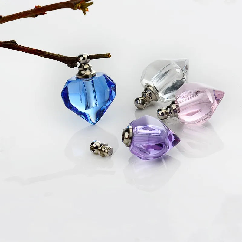 50pieces/lot mixed shape color Crystal Vials perfume pendant Rhinestone vial pendants handmade jewelry name or rice art