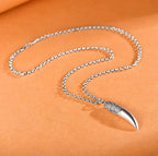 Creative 925 Silver Ethnic Style glossy Necklace Keel chains Banquet faceted wolf tooth Pendant for Men's Retro Jewelry