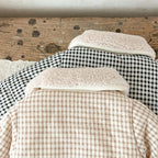 Winter Baby Girl Clothing  Plaid Coat Warm Fleece Lined Cartoon Bear Embroidery Children Cotton Padded Jacket