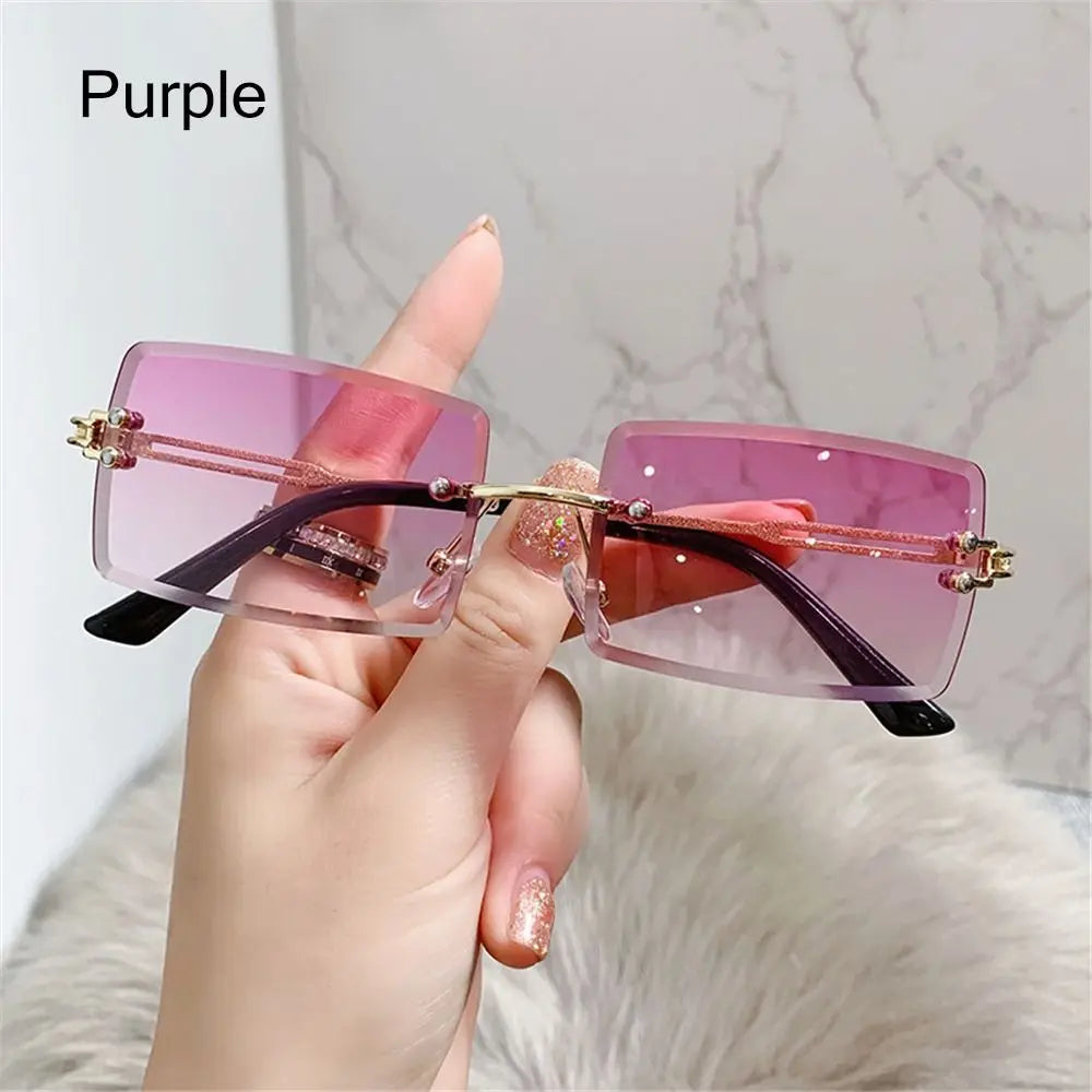 Retro Sunglasses Men Brand Designer Fashion Rimless Sun Glasses Shades Cutting Lens Ladies Frameless Eyeglasses