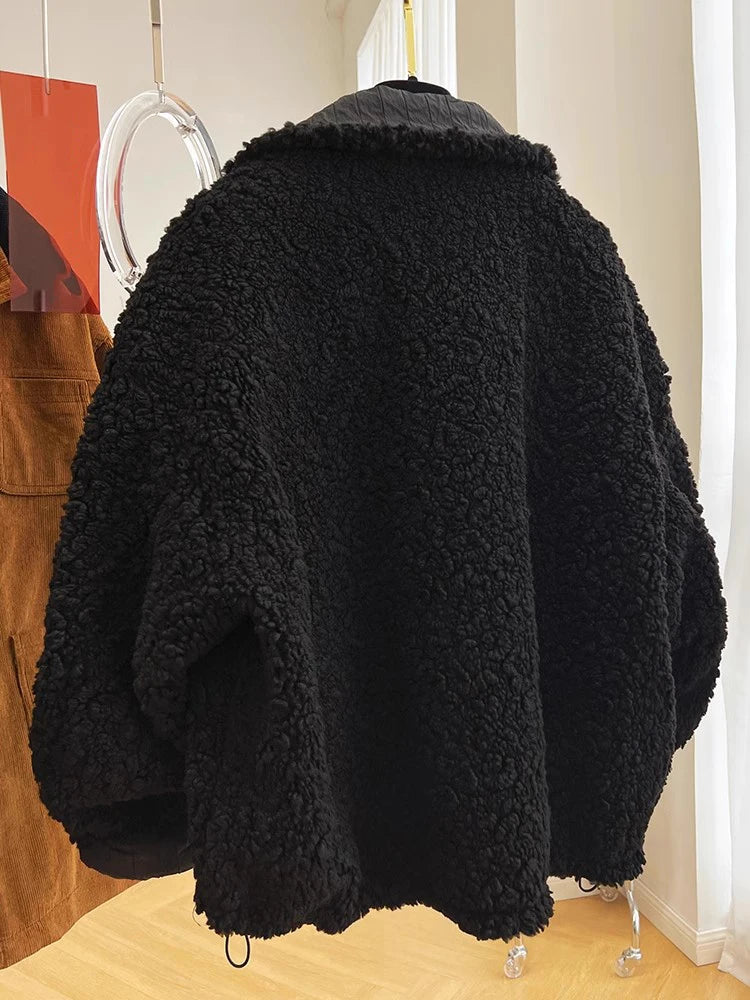 Winter 2025 New Jackets Women Loose Thick Short Cotton-padded Coat Ladies Solid Color Lamb Wool Warm Parkas Fashion