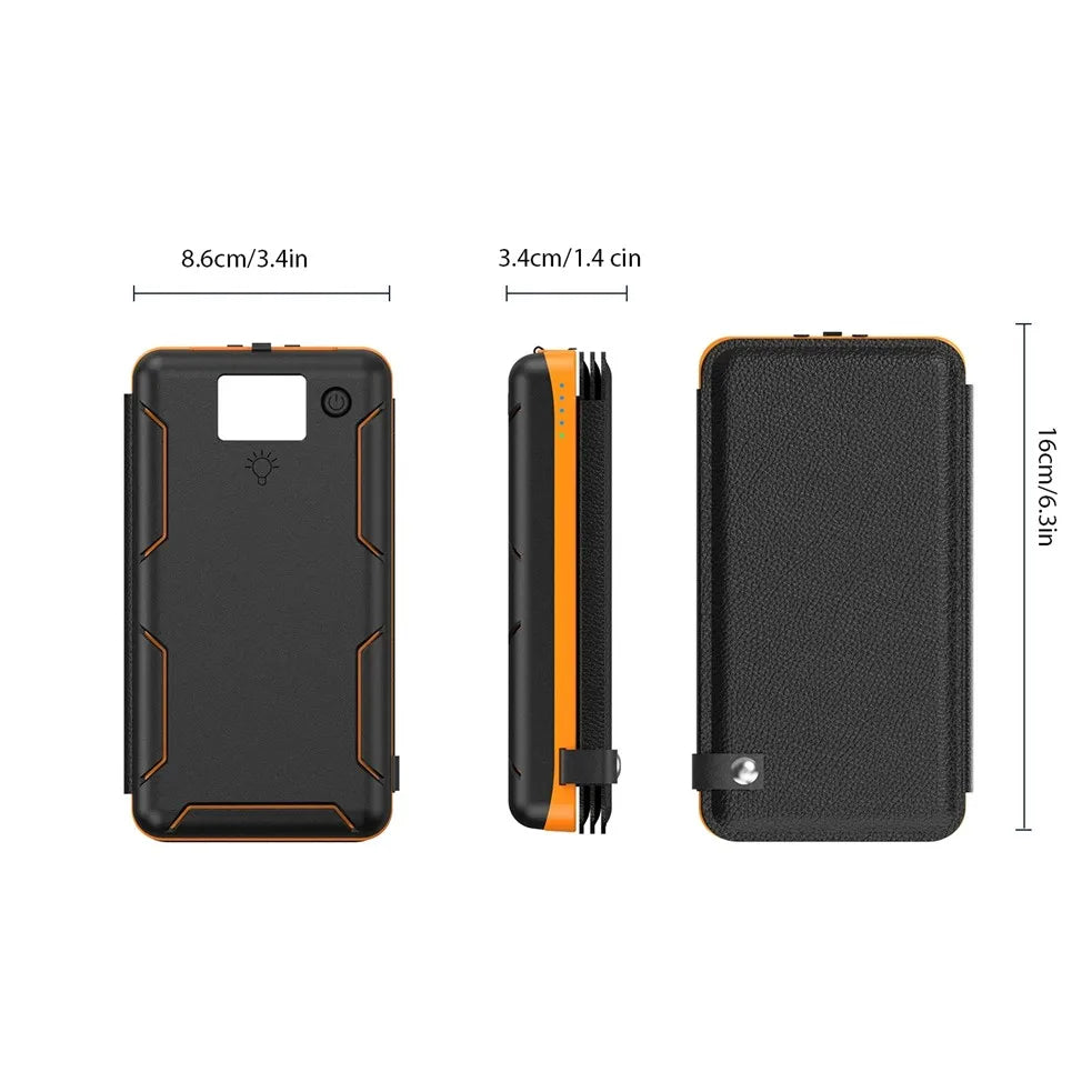 Folding Solar Power Bank with 4 Solar Panels 50000mAh Portable Solar External Battery Compatible with IOS Android USB-A USB-C