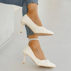 Women' Classics White High Heel Pumps Fashion Pointed Toe Banquet Dress Shoes Woman Plus Size Autumn Stiletto Heeled Pumps Mujer