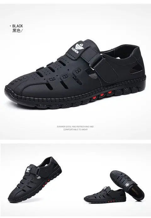 Men Sandals Leather 2024 Summer Breathable Casual Shoes for Man Slip on Clogs Outdoor Walking Shoes Non Slip Hand Made Sandalias