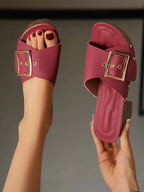 Women Slippers 2025 Summer New Fashion Elegant Soft Platform Shoes Ladies Chunky Heels Buckle Designer Slippers