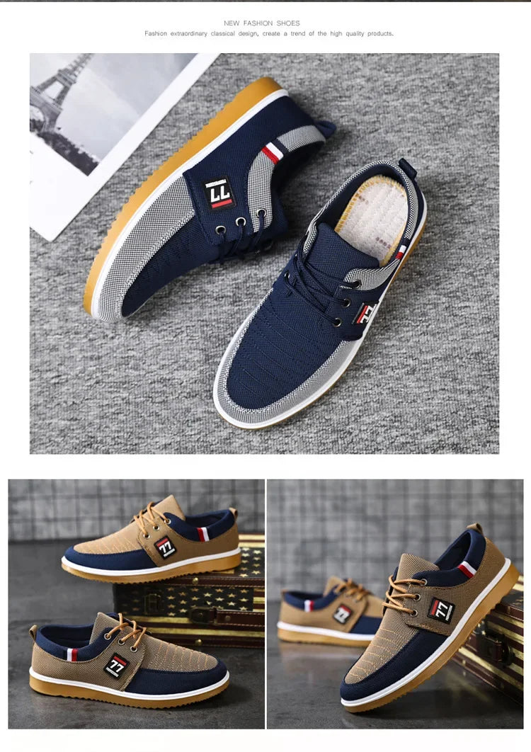 Sneakers Shoes for Men Canvas Shoes Breathable Beef Tendon Bottom Casual Vulcanized Shoes Work Footwear Tenis Masculino2024