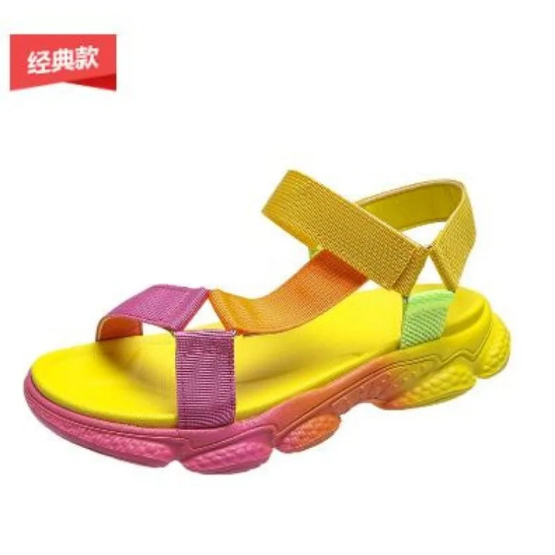Women's Sandals Fashion Casual Round Toe Flat Shoes Colorful Platform Comfort Roman Sandy Beach Sandals Feminina zapatos mujer