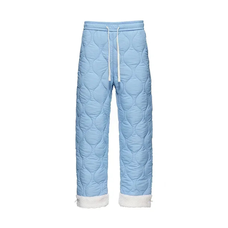 Winter Down Pants Men's Trendy Ski Waterproof Thick Fleece Warm Straight Cotton Trousers Women's Casual Cold-proof Padded Pants