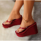 Women's Slippers  Flip Flops Fashion Wedges PU Solid Ladies Elegant Slides Comfort Casual Soft Slip On 2021 Summer Beach Shoes