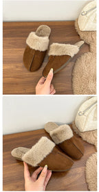Fur Flats Women Cotton Slippers Fashion Warm Shoes Winter Short Plush Designer Cozy Woman Boots 2025 New Dress Mujer De Boots