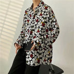 Shirt Men's Design Sense Is Niche Japanese Retro with Floral Patterns Lazy Style Rugged and Handsome Long Sleeved Shirt
