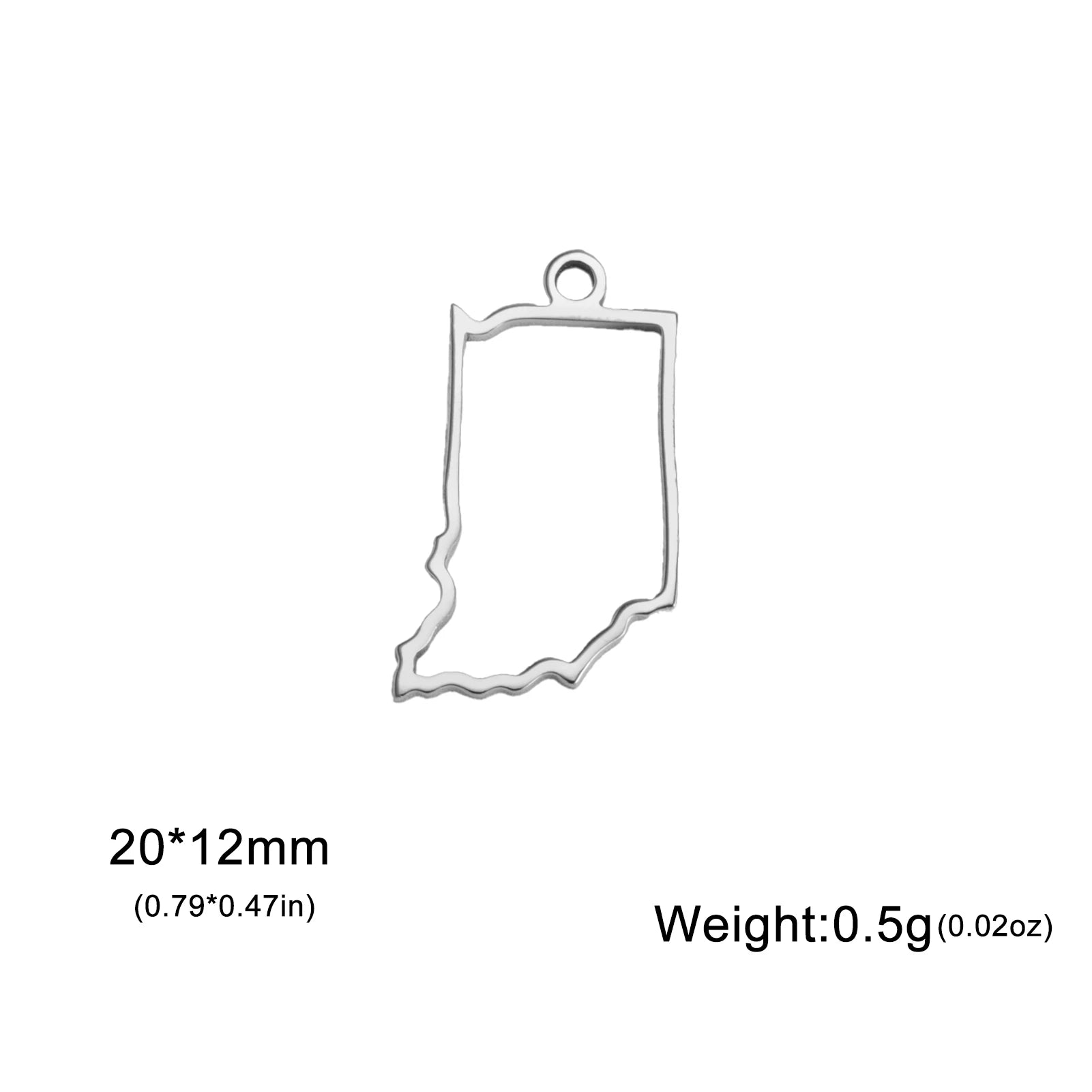 EUEAVAN 10pcs United States New York Washington State Map Pendant for Necklace Stainless Steel Charm DIY Jewelry Making Supplies