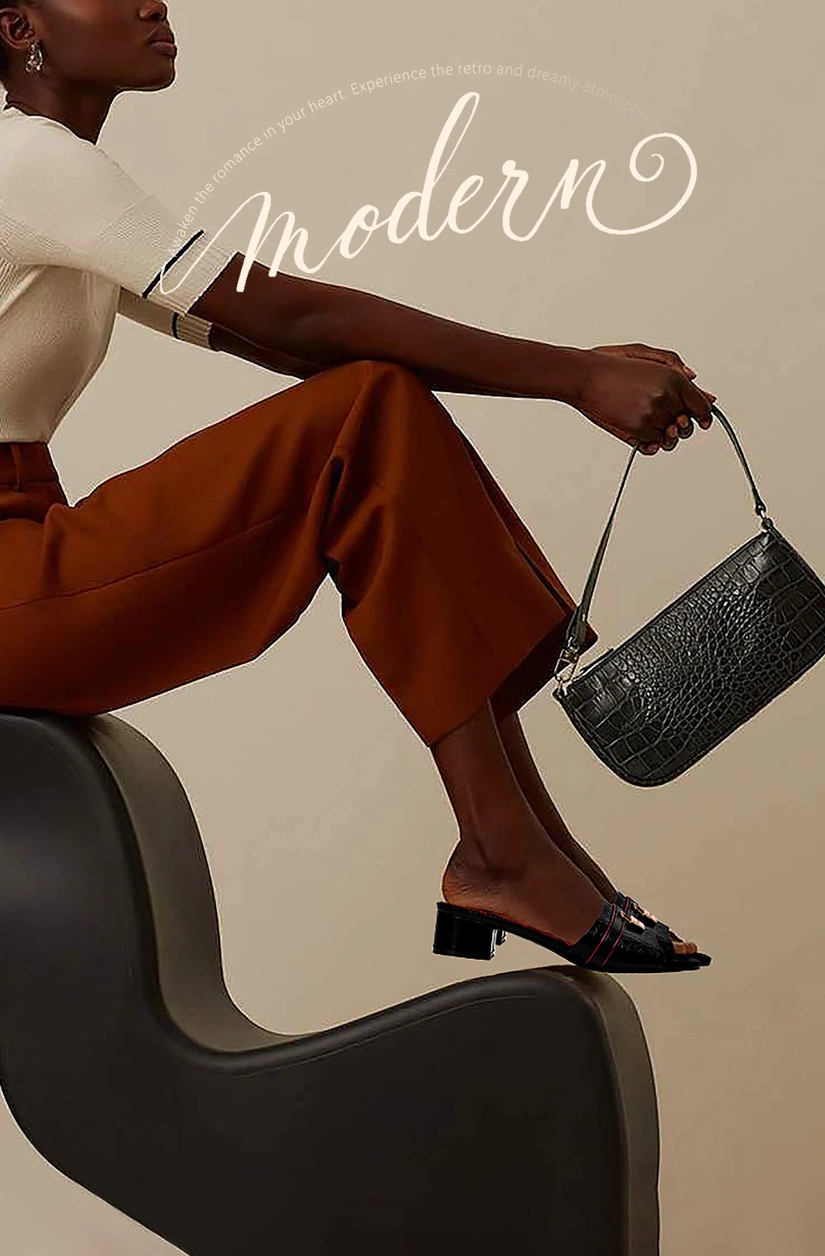 Women's Slippers 2025 Luxury Brand New Retro Design Mid Heel Red Black Slippers Casual Shoes