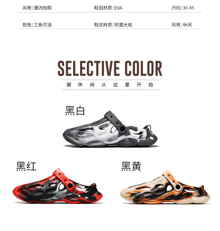 Men's Slippers New 2025 Platform Sandals for Men Anti-slip Mens Shoes Man Wearing Outside Summer Hollow Breathable Flat Pvc