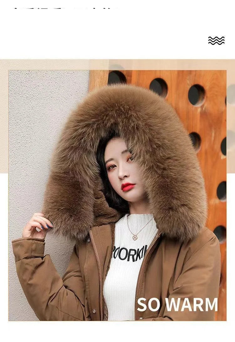 Winter Coat 2025 New Women's Thick Cotton Jacket Women's Medium long Korean version Fur collar Coat Female Warm Parka Overcoat