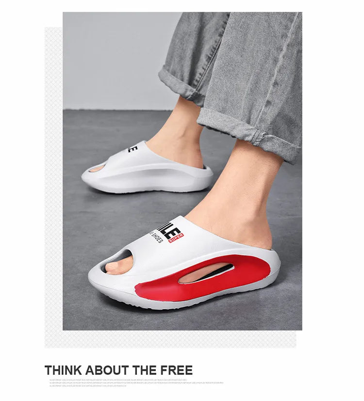 New Men Slippers Slides with a Sense High Aesthetic Value External Wear Anti Slip Thick Bottom, Beach Cool Slippers for Men