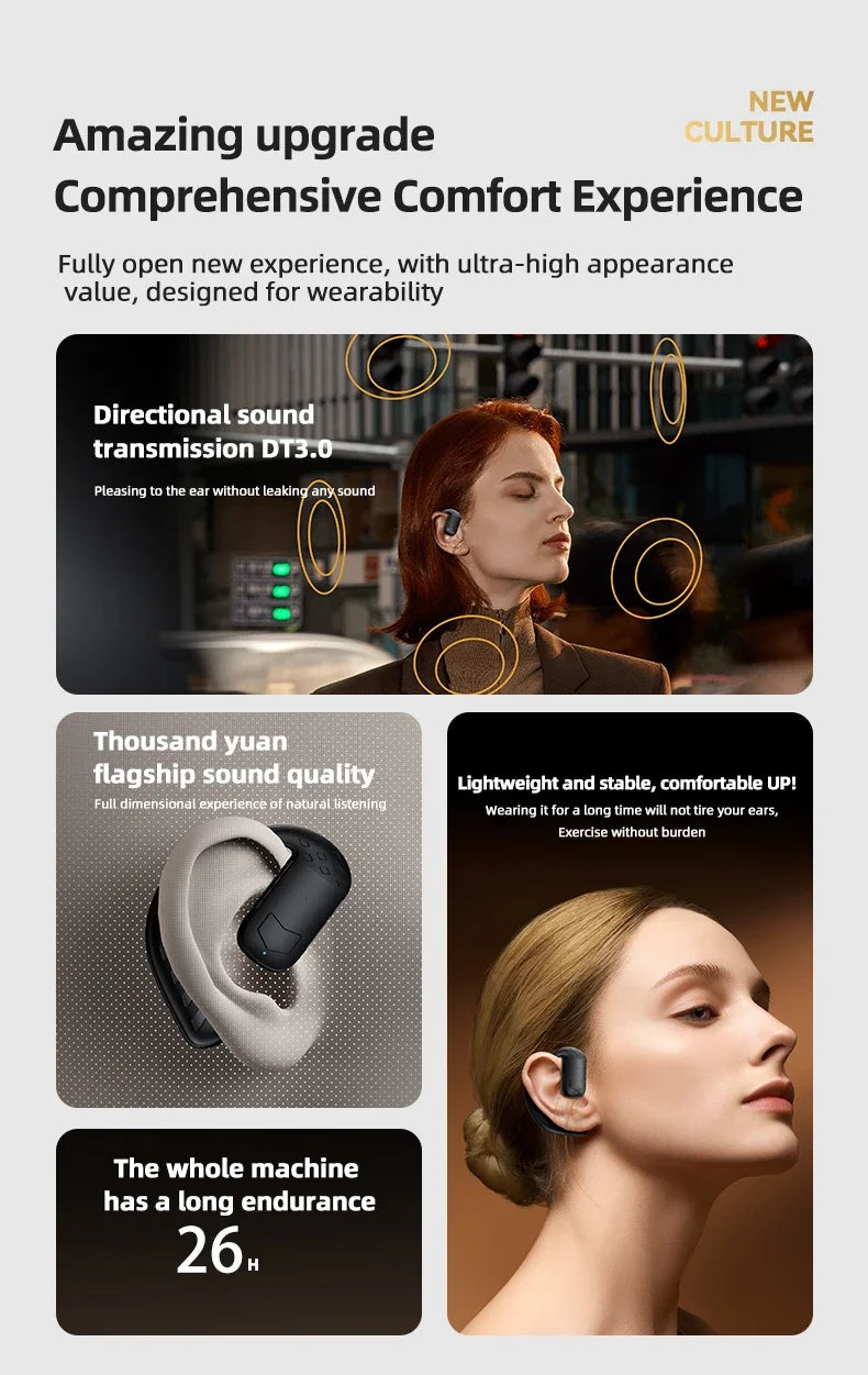 Handsfree Headset Bluetooth Noise Canceling Sports Waterproof Compatible HiFi Stereo Ear Hook Wireless Single Earphone Driving