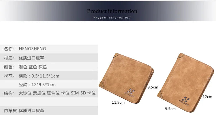 Men's Wallets European and American Retro Wallets Thin Fashion Casual Nubuck Leather Horizontal and Vertical Men's Wallets