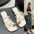 Women Slipper Woman Summer Flat Heel Roman Shoes Low Heels Sandals Footwear 2024 Women's Gladiator Open Toe Beach Ladies