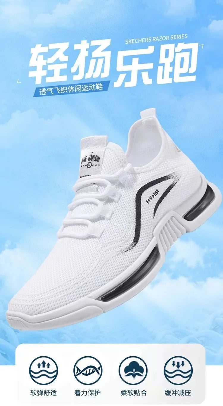 Men's sports shoes 2025 summer new sports trendy shoes anti slip casual running shoes breathable and comfortable white shoes