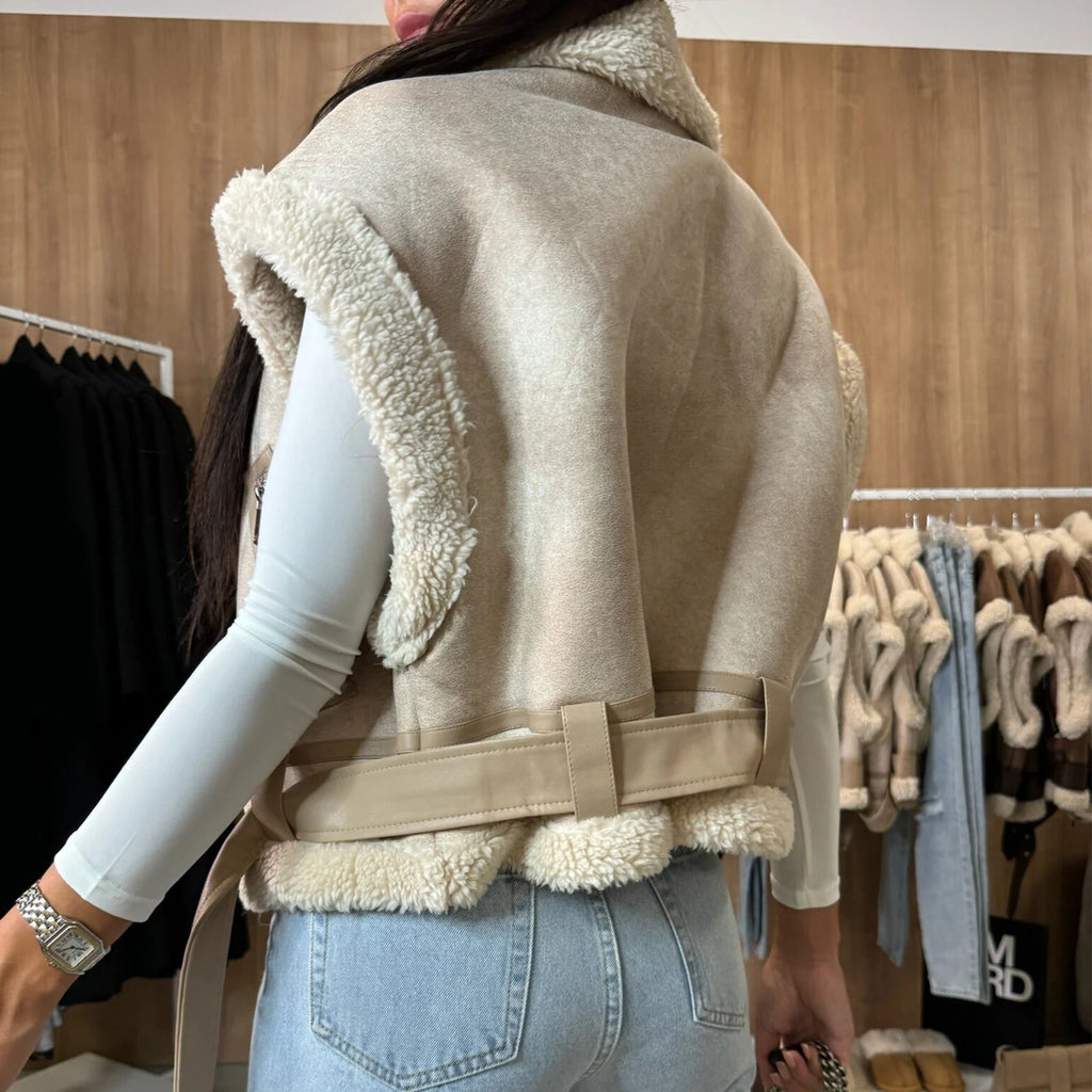 Women Winter Faux Suede Vest Sleeveless Zipper Up Fleece Sherpa Lined Jacket Fashion Solid Color Casual Outerwear Coat!