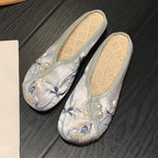 Woman Slippers Spring Autumn Soft Sole Baotou Flats Embroider Home Slippers Casual Shoes for Women Ethnic Style Outdoor Slippers