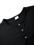 Men's Short Sleeve Henley Neck T-shirt Solid Color Male Tops Slim Fit Button Neck Casual Cozy Tshirt  Streetwear