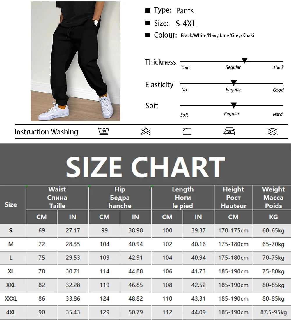 Men's Casual Pants Autumn Winter Fleece Sweatpants Men Running Jogger Sports Gym Trousers Fashion Solid Color Workout Long Pants