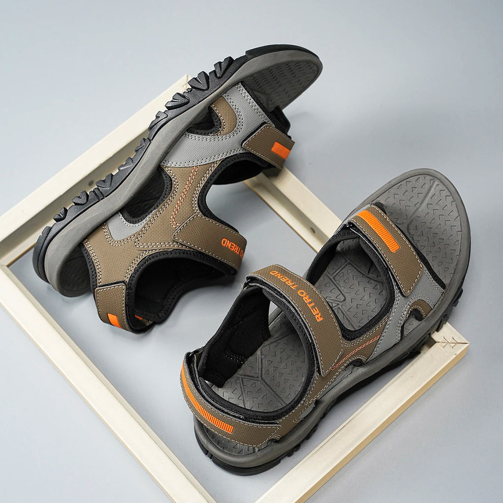 Summer New Sandals Men's Water Beach Breathable Quick Drying Shoes Comfortable Flat Bottom Non slip Sandals Driving Shoes