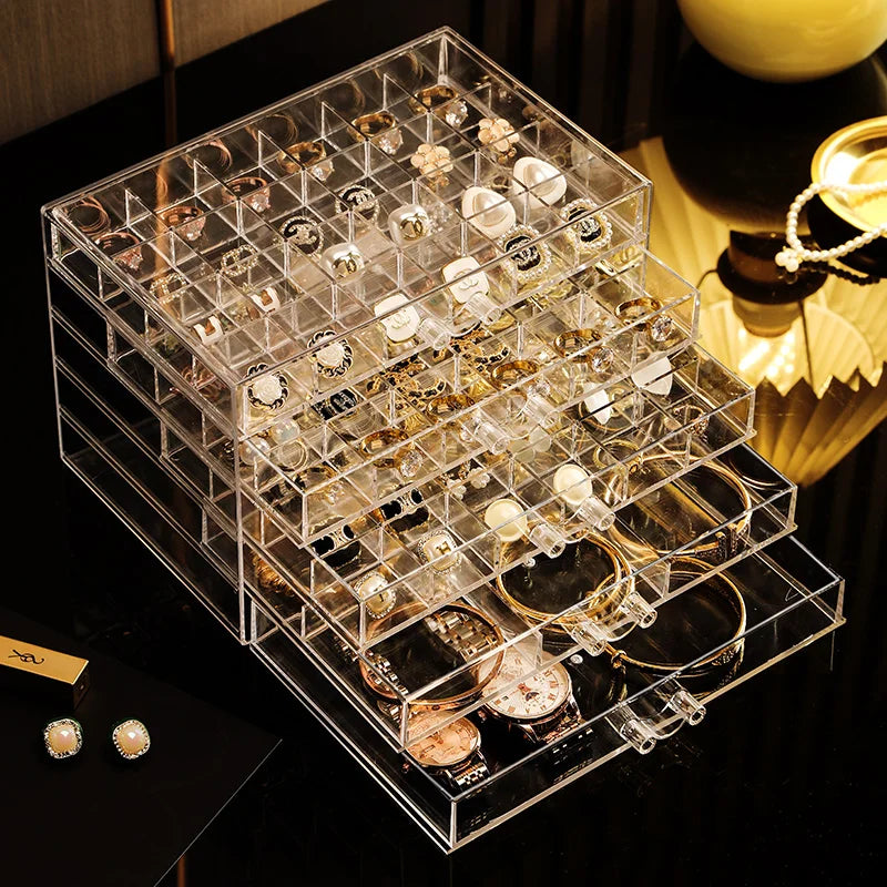 Earring storage box large capacity multi-layer exquisite earring jewelry transparent acrylic antioxidant jewelry box