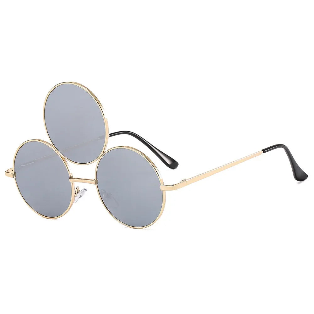 Sunglasses Third Lenses 3 Eyes Round Women Metal Fashion Vintage Sun Glasses For Men Fashion Eyewear Shades UV400