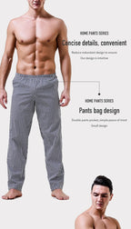 Pajama Pants Men's Pants Pure Cotton Home Pants Thin Summer Loose Plaid Cotton Home Pants Spring & Fall Air-Conditioned Pants