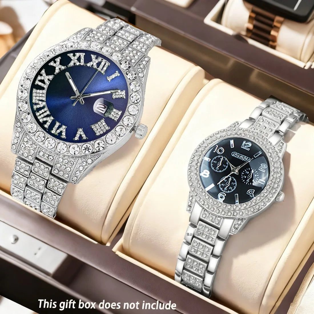 Couple Watches, 2-Piece Set Luxury Watch Set Classic Minimalist Large Dial Casual Versatile Quartz Watch Combo Set Holiday Gift