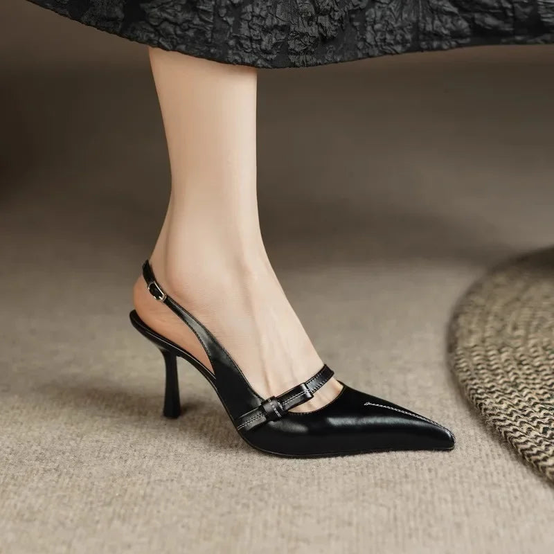 Women's Sandals 2025 Fashion Elegant Sexy Ladies Shoes Buckle Strap High Heels New Office and Career Retro Closed Toe Sandals