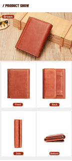 WESTAL Men's Leather Wallets for Card Holders Short Coin Purse Men Wallet Clutches for Photo Money Bags