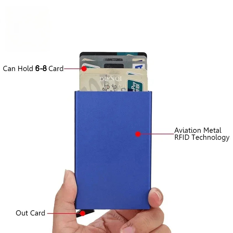 Thin Slim Smart Wallet for Men Women Wallets Pop Up Minimalist Small Rfid Credit Card Holder Metal Purse Mini Wallets for Men