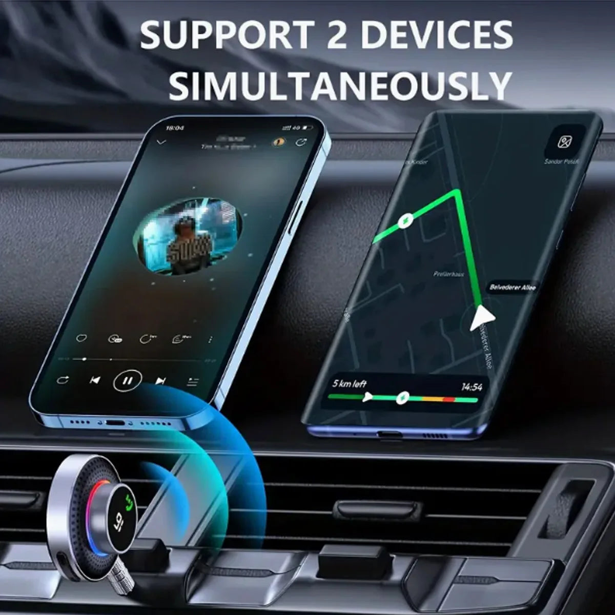 Handsfree Calling Car Kit Bluetooth Wireless Receiver 3.5mm Aux Wireless Music Receiver Support Connecting 2 Devices Car Adapter