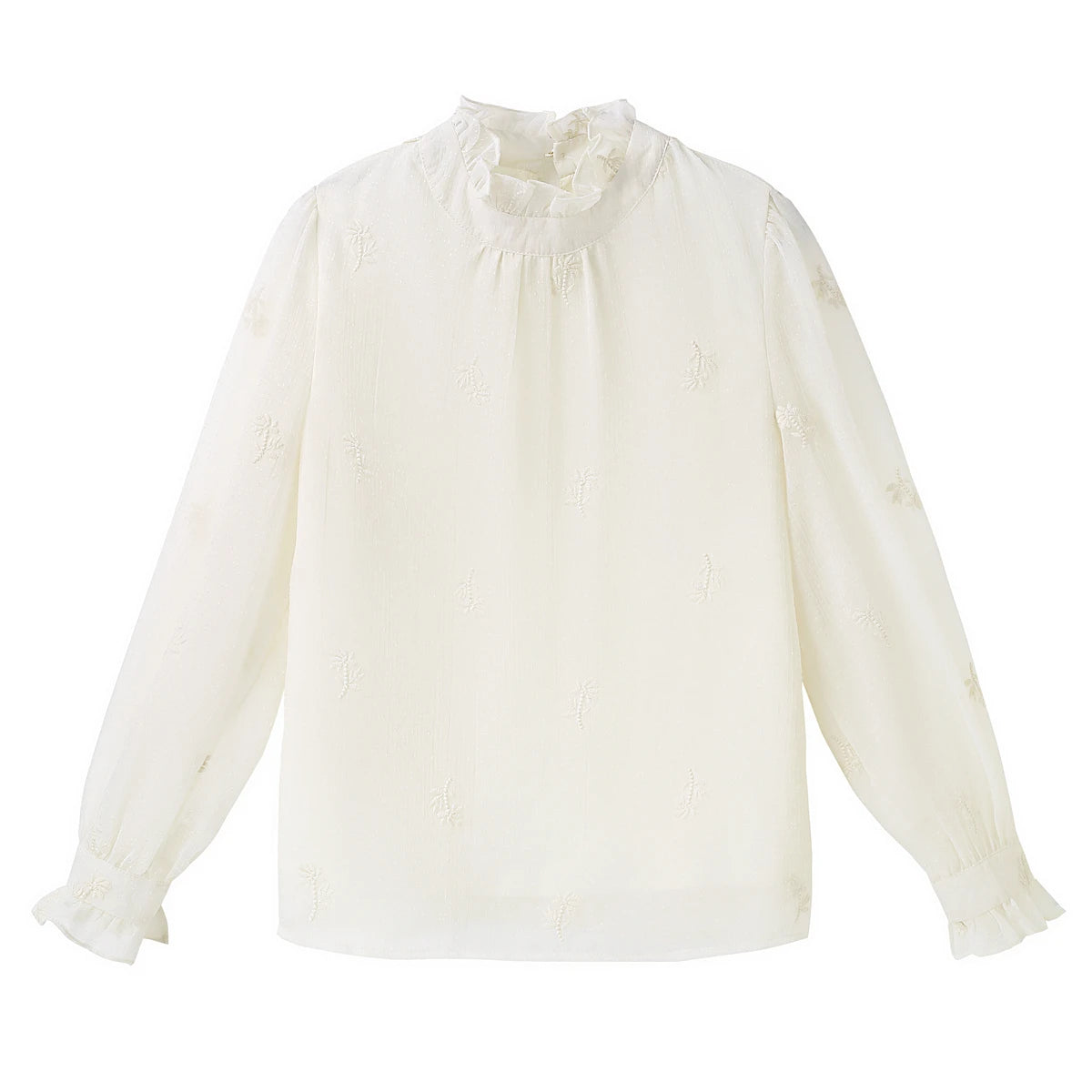 Women Blouse Shirt New Long Sleeve Ruffled Collar Elegant Embroidery Blouse Shirt Women Tops Blouses Shirts Blusas Camisas Q770