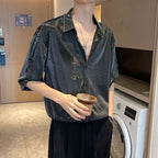 Man Shirt White Plain Hip Hop Shirts For Men Trend Regular Cool Tops Asia Button Up Original Korean Popular Clothes Summer S