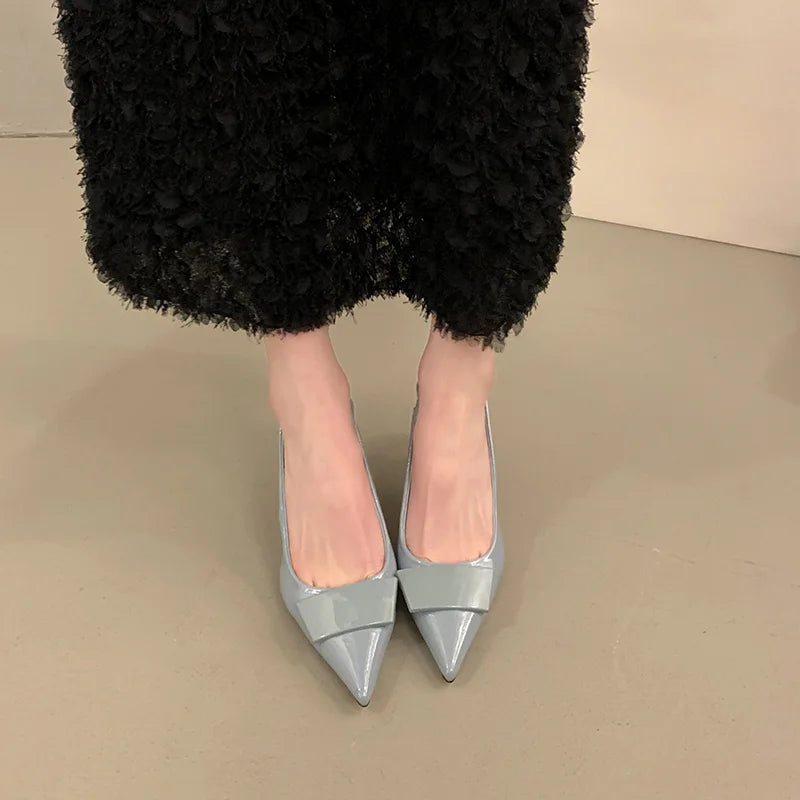 Womens Leather Slippers High Heels Shoes Party Pumps Woman Summer Sandals Women High Heel Slingback Sandal Shoes