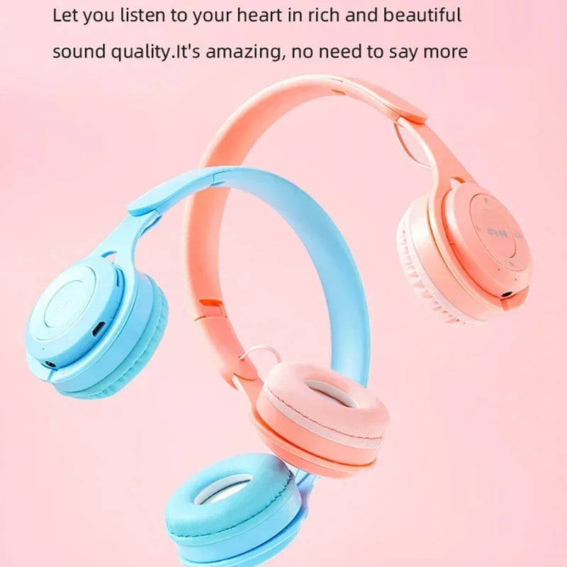 Headphones Kids Wireless Bluetooth Earphones Stereo Foldable Helmets Gaming Headsets Over-ear Headphones for Android ios Music