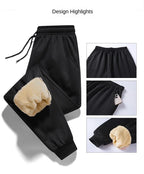 Pants for men in autumn and winter, thickened with fleece for outerwear, casual pants, warm lamb wool sports sweatpants