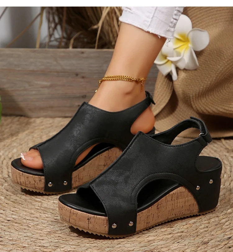 Women's Sandals High Heels Sandals With Wedges Shoes Woman Platform Sandals Summer Peep Toe Heeled Slippers Sandalias De Mujer