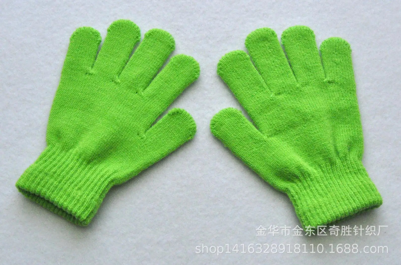 Winter 4-11 Year Old Children's Writing Cold-proof Warm Gloves Solid Color Knitted Wool Acrylic Full-finger Split-finger Gloves