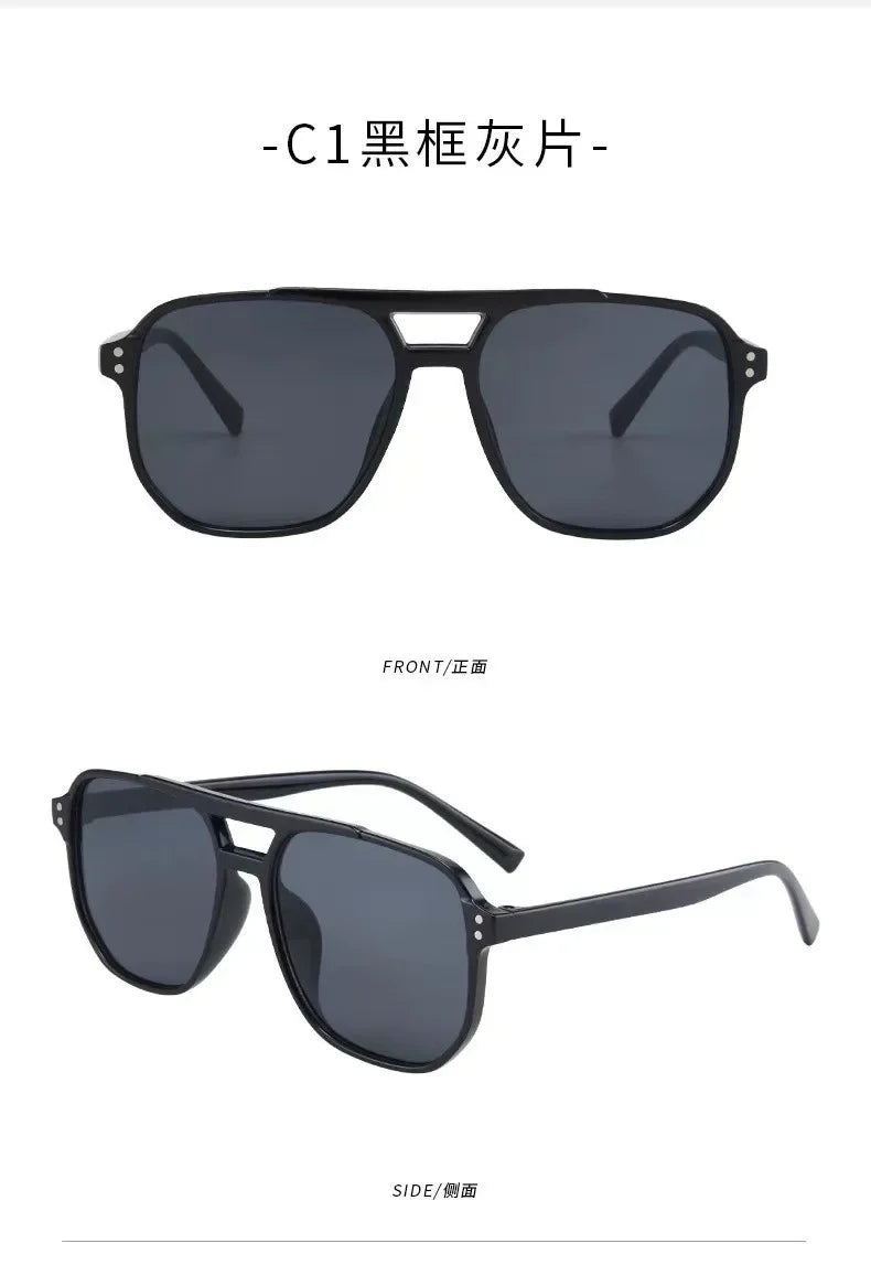 Vintage Men Women Big Sunglasses Men Square Shades Unisex Sun Glasses Black Lense Male Female Sunglasses UV400 Glasses