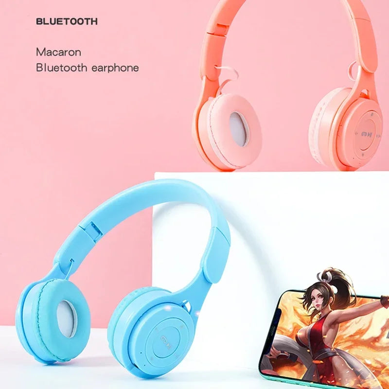 Headphones Kids Wireless Bluetooth Earphones Stereo Foldable Helmets Music Gaming Headsets Over-ear Headphones for Android ios