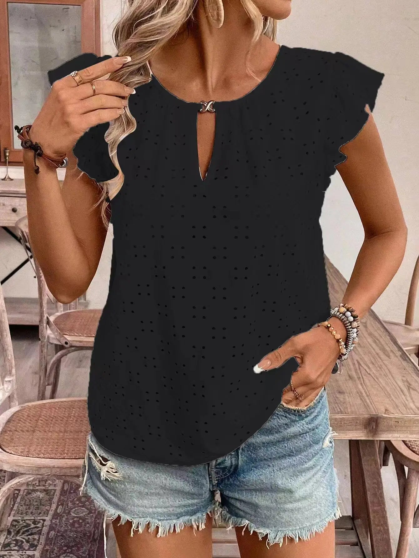 Women's elegant white crochet top