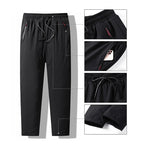 Men Winter Warm Pant Thicken Waterproof Down Cotton Lined Casual Sport Pants Joggers Trousers Cotton-padded Solid Lace-up Pant