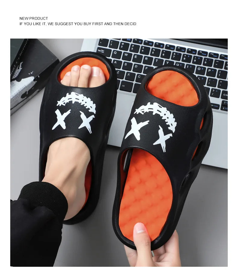 Men Fashion Massage Slippers Indoor/Outdoor Sandals Beach Flip Flop Thick Sole Male Slides Summer Non-Slip Men Shower Slippers