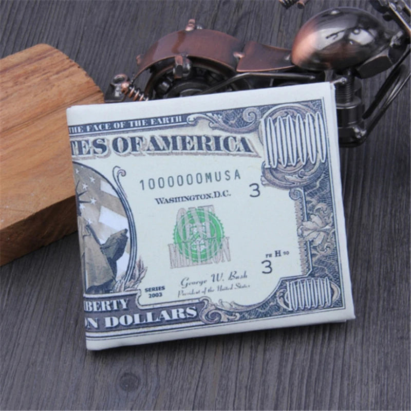 Men Money Canvas Wallets Credit ID Card Holder Bags Purses Currency Notes Pattern Insert Picture Cash Coin Dollars Euro Wallet
